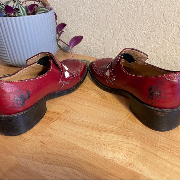 90s Vintage John Fluevog Buick Park Ave Diamond Loafers - Burgundy Women’s 6 - Picture 5 of 11